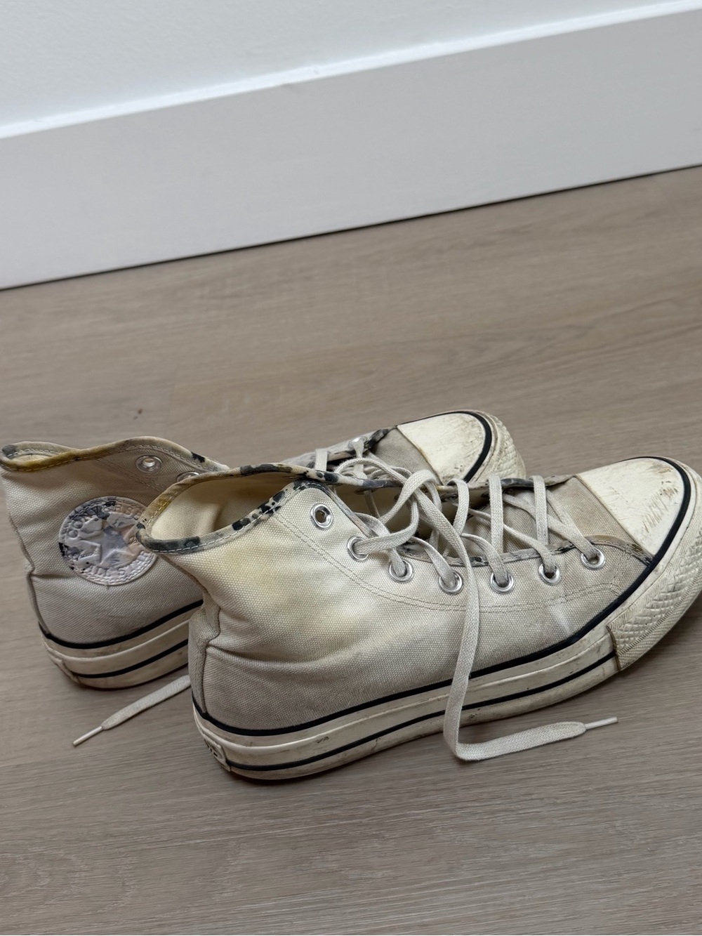 Women's High-Top Canvas Sneakers in Off-White